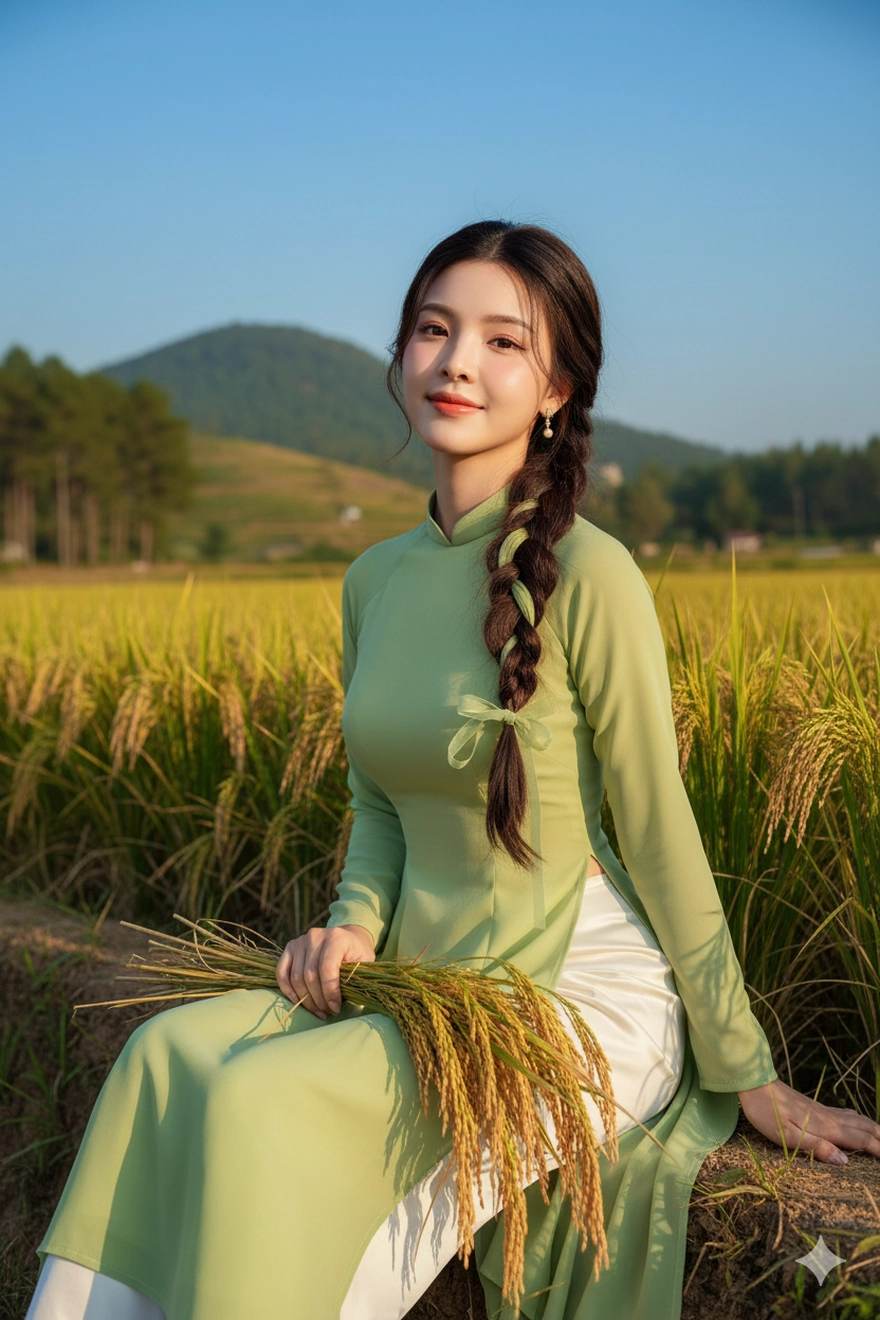 Câu lệnh Gemini tạo ảnh nàng thơ giữa đồng lúa chín