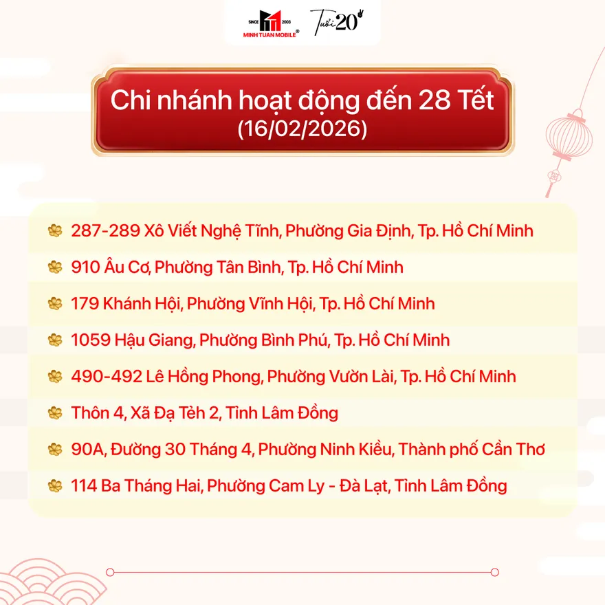 Chi tiết lịch bán xuyên Tết Bính Ngọ của Minh Tuấn Mobile