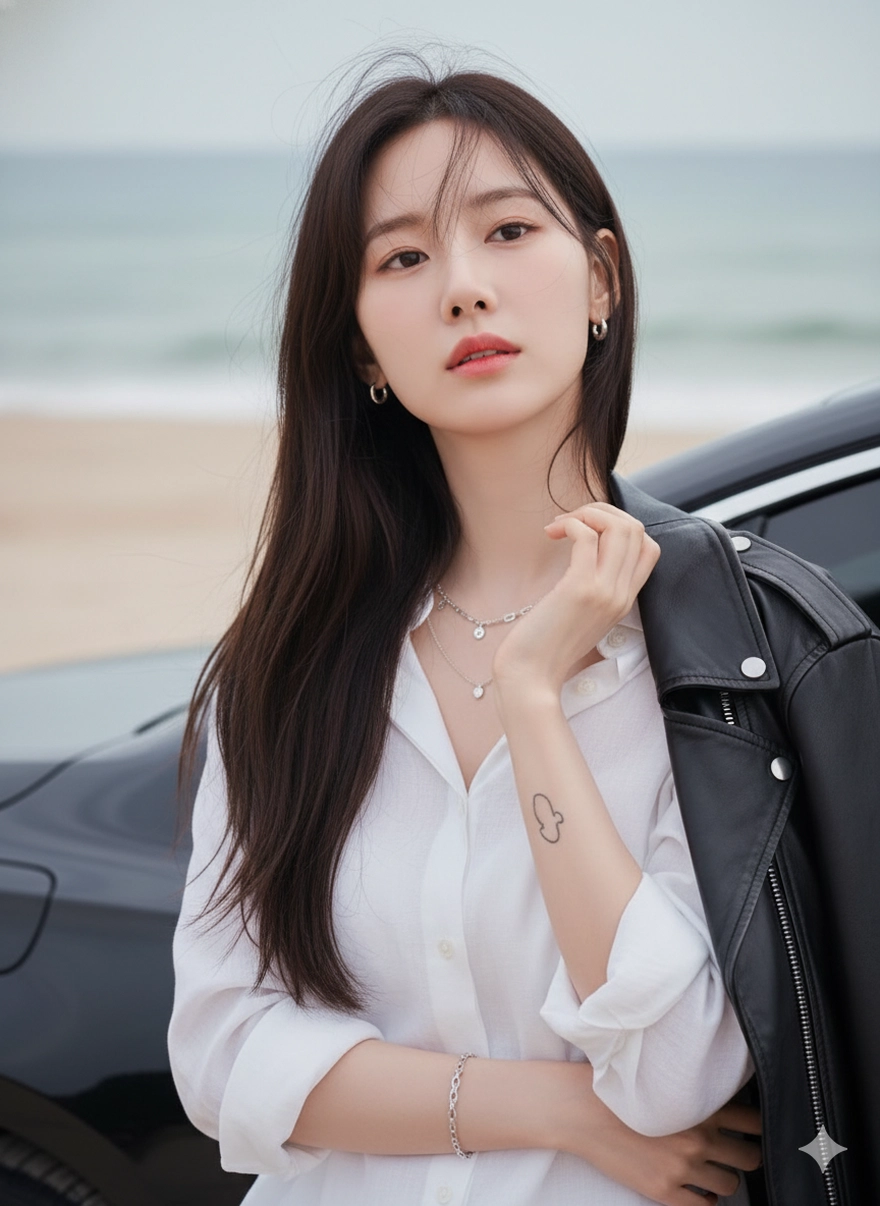 Câu lệnh Gemini tạo ảnh cô nàng thanh lịch giữa biển trời