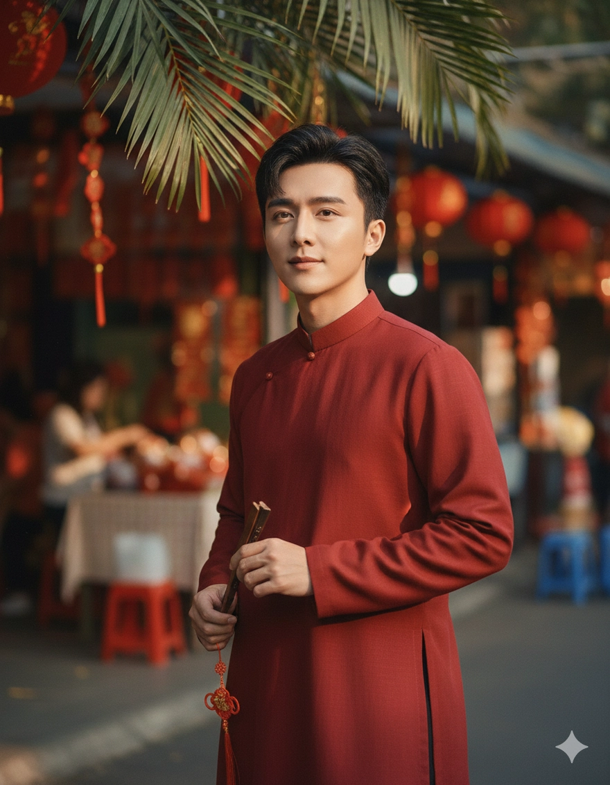 Bí kíp dùng Gemini AI mặc áo dài nam lịch lãm đón Tết 2026