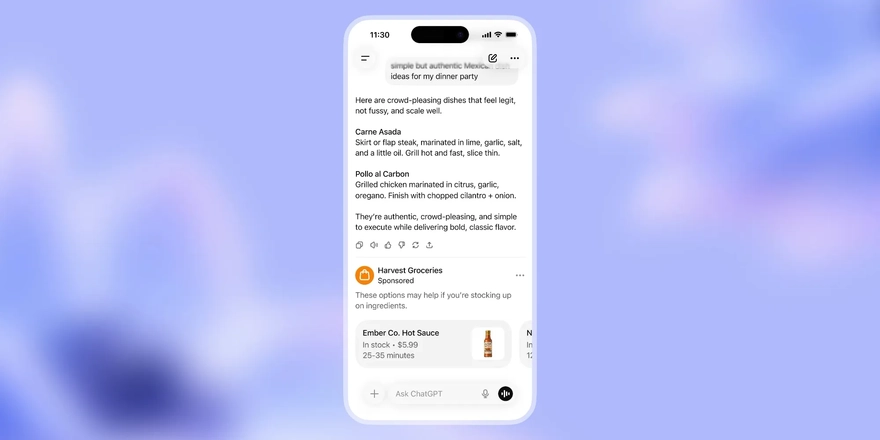ChatGPT bắt đầu xuất hiện quảng cáo từ hôm nay