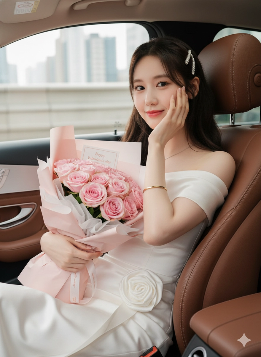 Tổng hợp câu lệnh Gemini tạo ảnh nàng ôm hoa dịp Valentine