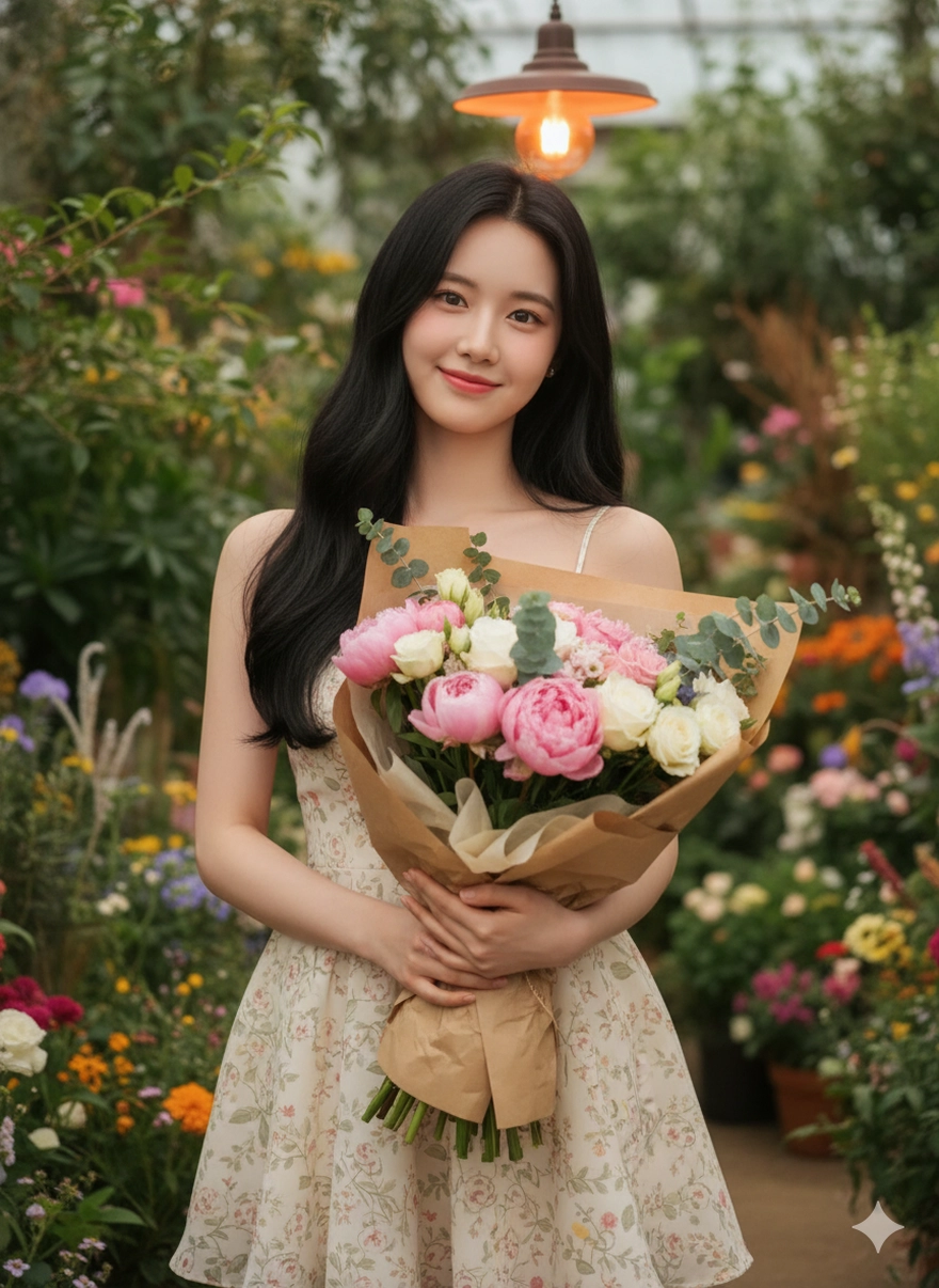 Tổng hợp câu lệnh Gemini tạo ảnh nàng ôm hoa dịp Valentine