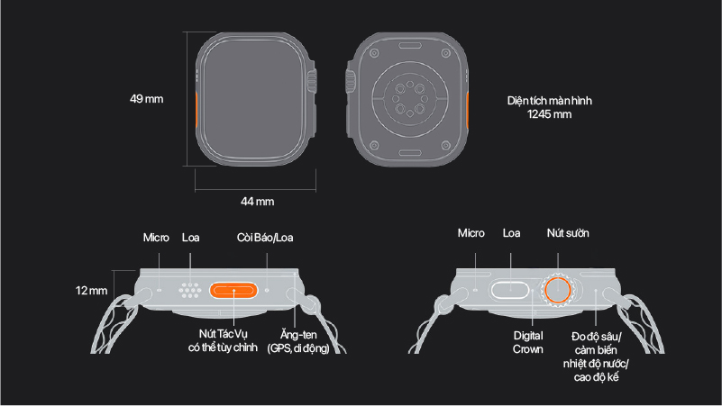 Thông số kỹ thuật apple watch ultra 3 viền titan dây alpine