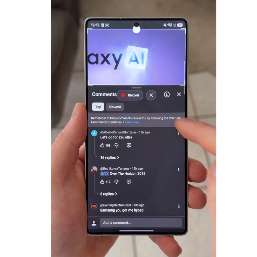 One UI 8.5 có tính năng quay màn hình theo khu vực mong muốn