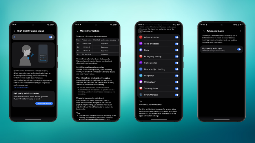 One UI 8.5 nâng tầm ghi âm với micro Bluetooth ngoài
