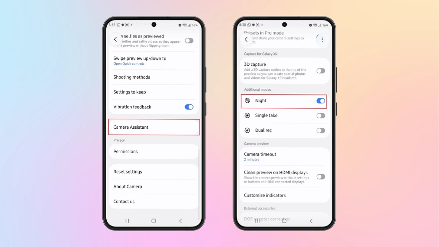 Cách khôi phục chế độ chụp đêm trên Galaxy S26