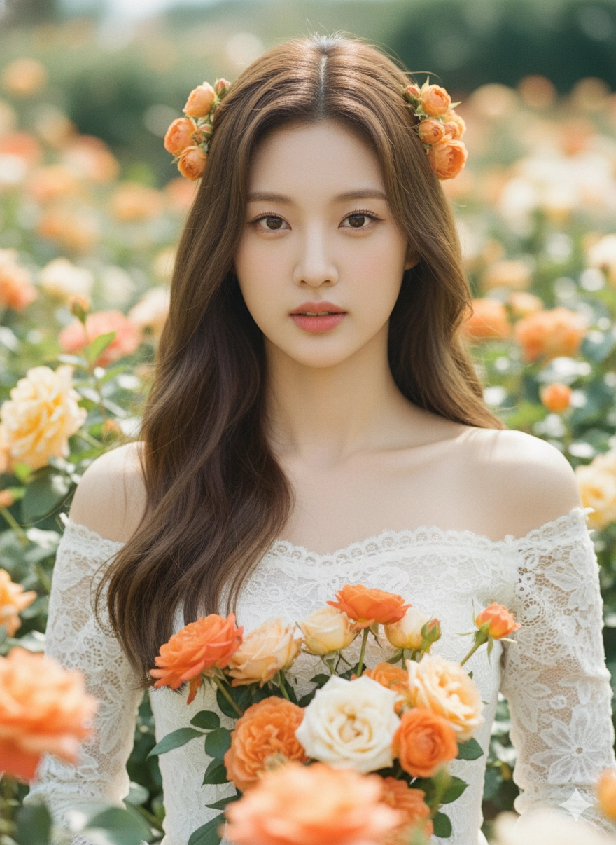 Câu lệnh Gemini tạo ảnh nàng thơ giữa biển hoa rực rỡ