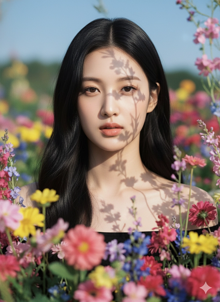 Câu lệnh Gemini tạo ảnh nàng thơ giữa biển hoa rực rỡ
