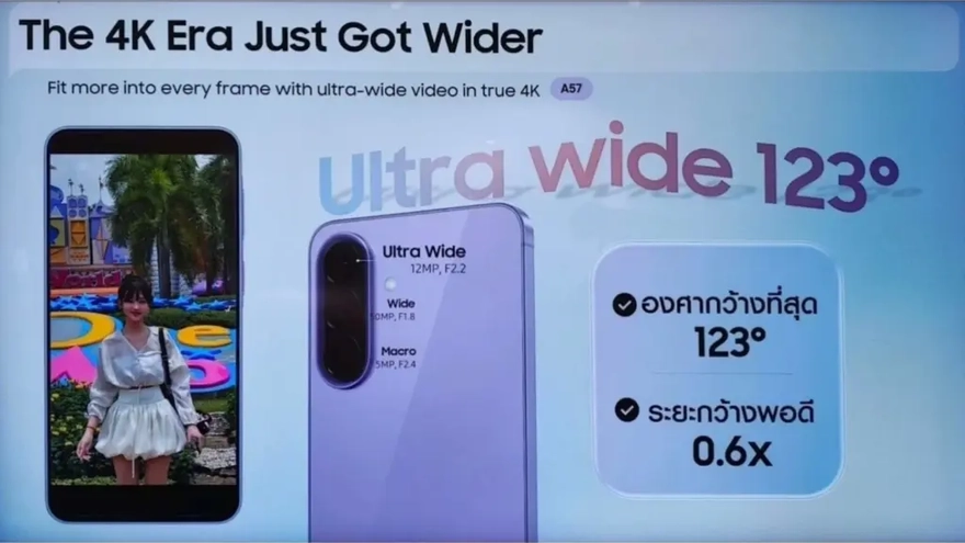 Galaxy A57 lộ thông số 