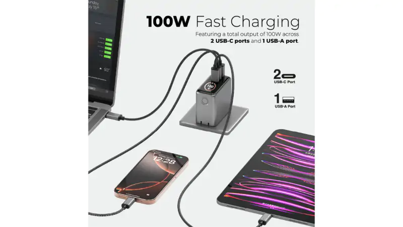 Công suất sạc nhanh PD 100W mạnh mẽ