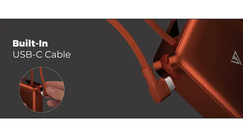 Hệ thống cáp sạc tích hợp sẵn trên sạc dự phòng Mipow CX10