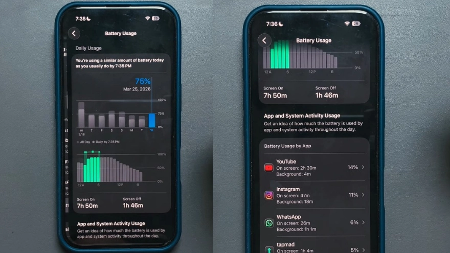 Đánh giá iOS 26.4 sau 24h: Pin 8 tiếng chỉ tốn 75%