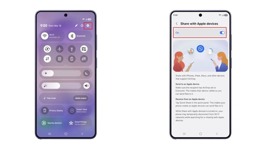 Danh sách các dòng Samsung có thể dùng AirDrop