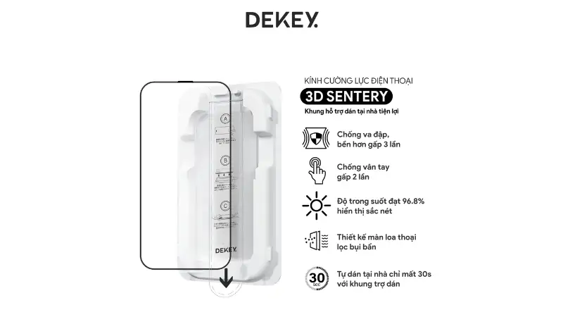 Tổng quan về cường lực chống nhìn trộm iPhone 14 Pro Max/15 Plus/16 Plus Dekey Sentery