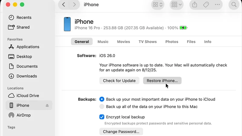 Ứng dụng công cụ Finder cho máy tính hệ điều hành macOS