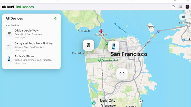 Định vị AirPods qua website iCloud