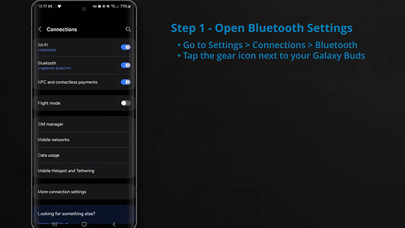Mở cài đặt Bluetooth và chọn Auracast Broadcast