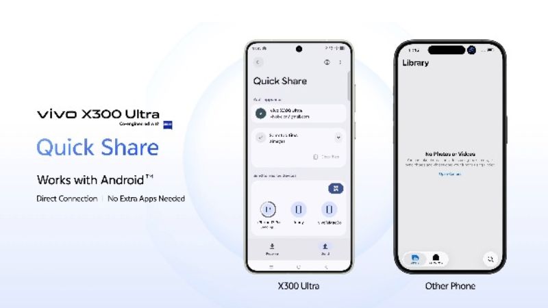 Vivo X300 Ultra hỗ trợ chia sẻ file trực tiếp với iPhone tương tự AirDrop qua tính năng Quick Share