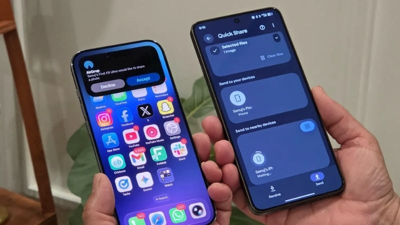 Người dùng cần bật Quick Share và AirDrop để truyền file giữa vivo và iPhone