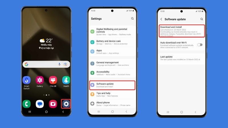 Nhấn Tải về và cài đặt để kiểm tra bản cập nhật One UI 8.5