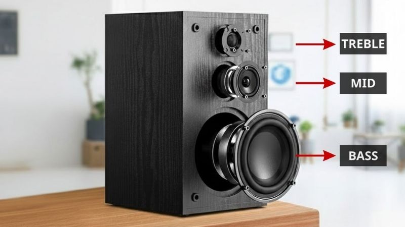 Loa 3 Way tách 3 dải Bass, Mid, Treble giúp âm thanh rõ và chi tiết hơn