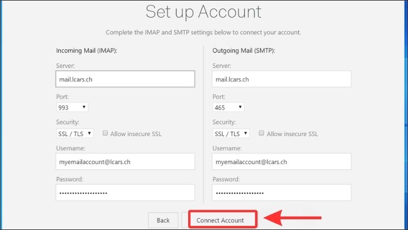 Bấm Connect Account để kết nối