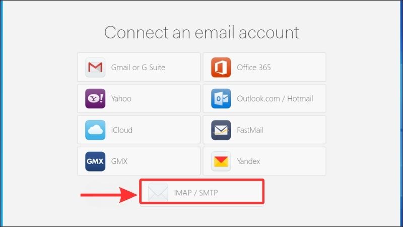 Mở Mailspring và chọn IMAP/SMTP