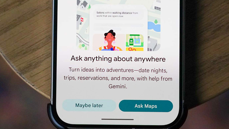 Ask Maps là một thanh công cụ trò chuyện được tích hợp dưới thanh tìm kiếm Google Maps