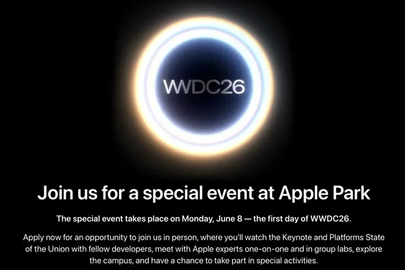 Thiệp mời sự kiện WWDC 2026 có quầng sáng huyền ảo
