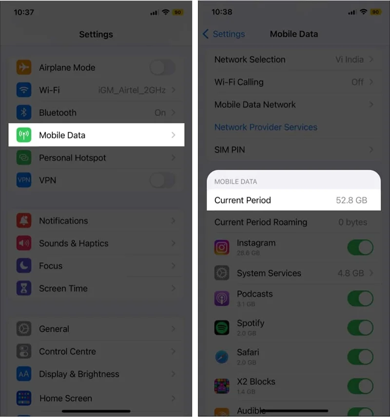 Cách kiểm tra mức độ sử dụng dữ liệu trên iPhone