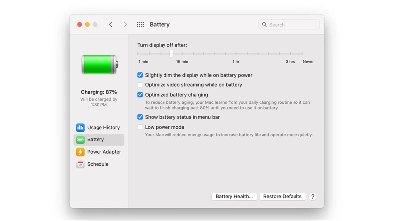 Mẹo tối ưu hóa cài đặt giúp kéo dài tuổi thọ pin MacBook Neo