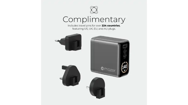 Bộ sạc kèm cáp Mazer PD140W Ai Prestige GaN