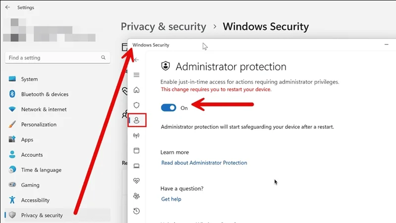 Tính năng Administrator Protection được mở rộng trên Windows 11