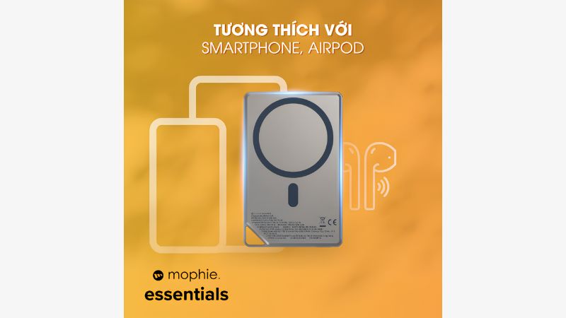 Pin sạc dự phòng Mophie Essentials Snap+ 10.000 mAh Metallic