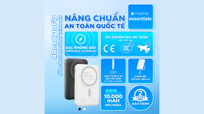 Sạc dự phòng Mophie Essentials Snap+ Powerstation With Stand 10.000 mAh