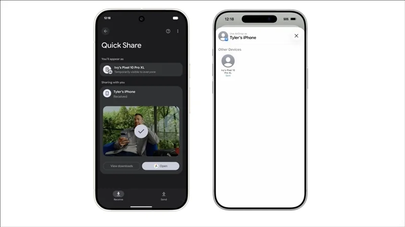 Quick Share tương thích với AirDrop của Apple