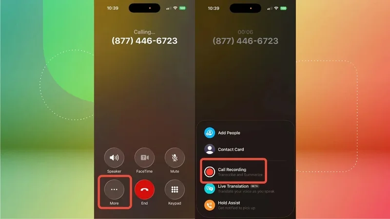 Cách ghi âm cuộc gọi iPhone không cần App (Dành cho iOS 18.1+)