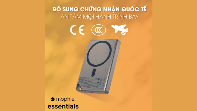 Pin sạc dự phòng Mophie Essentials Snap+ 10.000 mAh Metallic