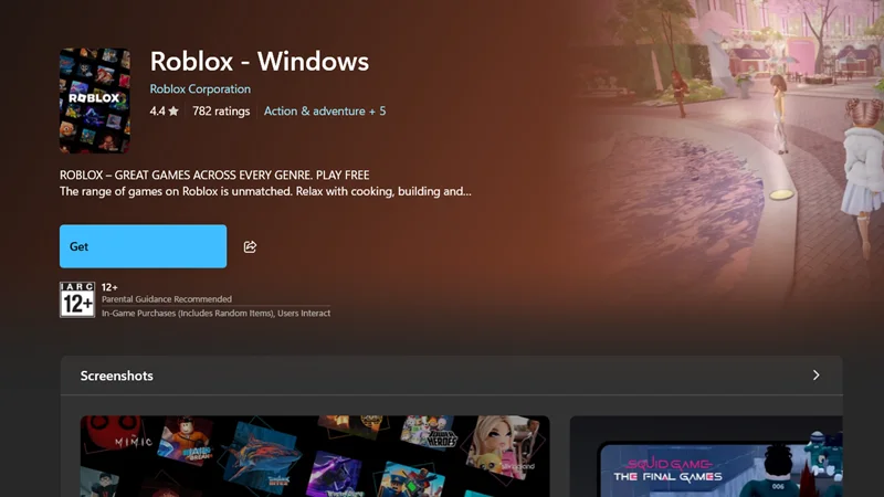 Tải Roblox thông qua Microsoft Store bằng tài khoản quốc tế