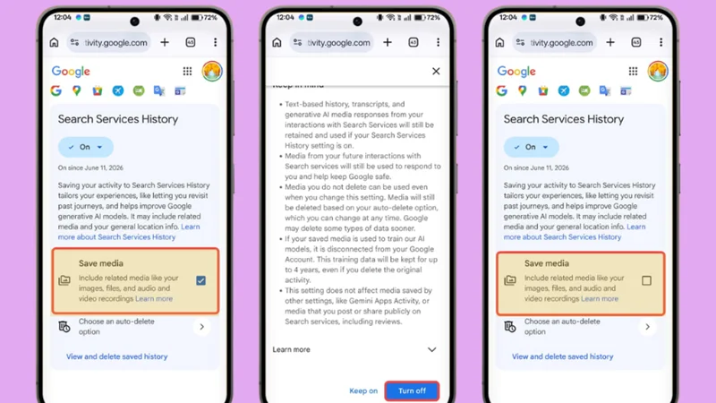 Cách tắt tính năng Save Media trên Google Search