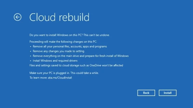 Cách sử dụng Cloud Rebuild trên Windows 11