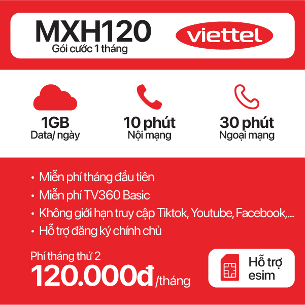 Sim 4G Viettel MXH120