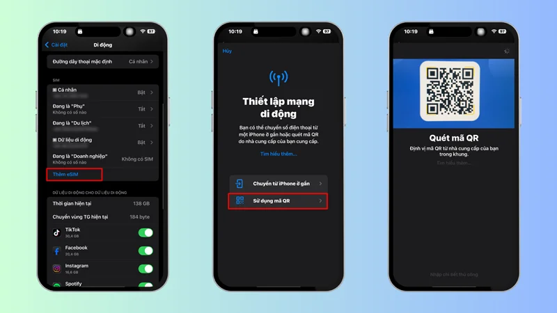 Cách cài eSIM bằng tính năng Kích hoạt eSIM trên iPhone