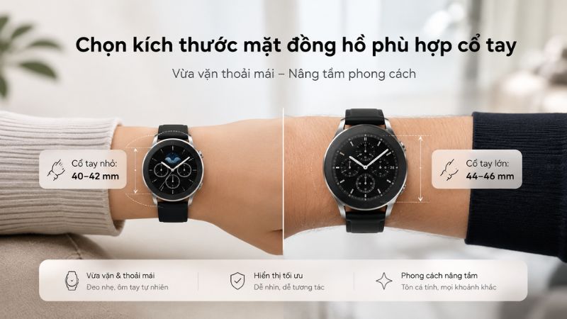chọn kích thước mặt đồng hồ phù hợp theo cổ tay