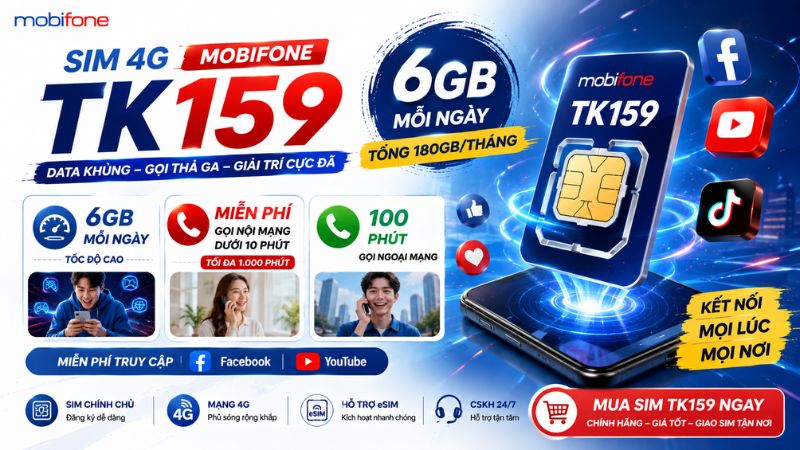 Ưu đãi data và thoại chi tiết trên gói TK159