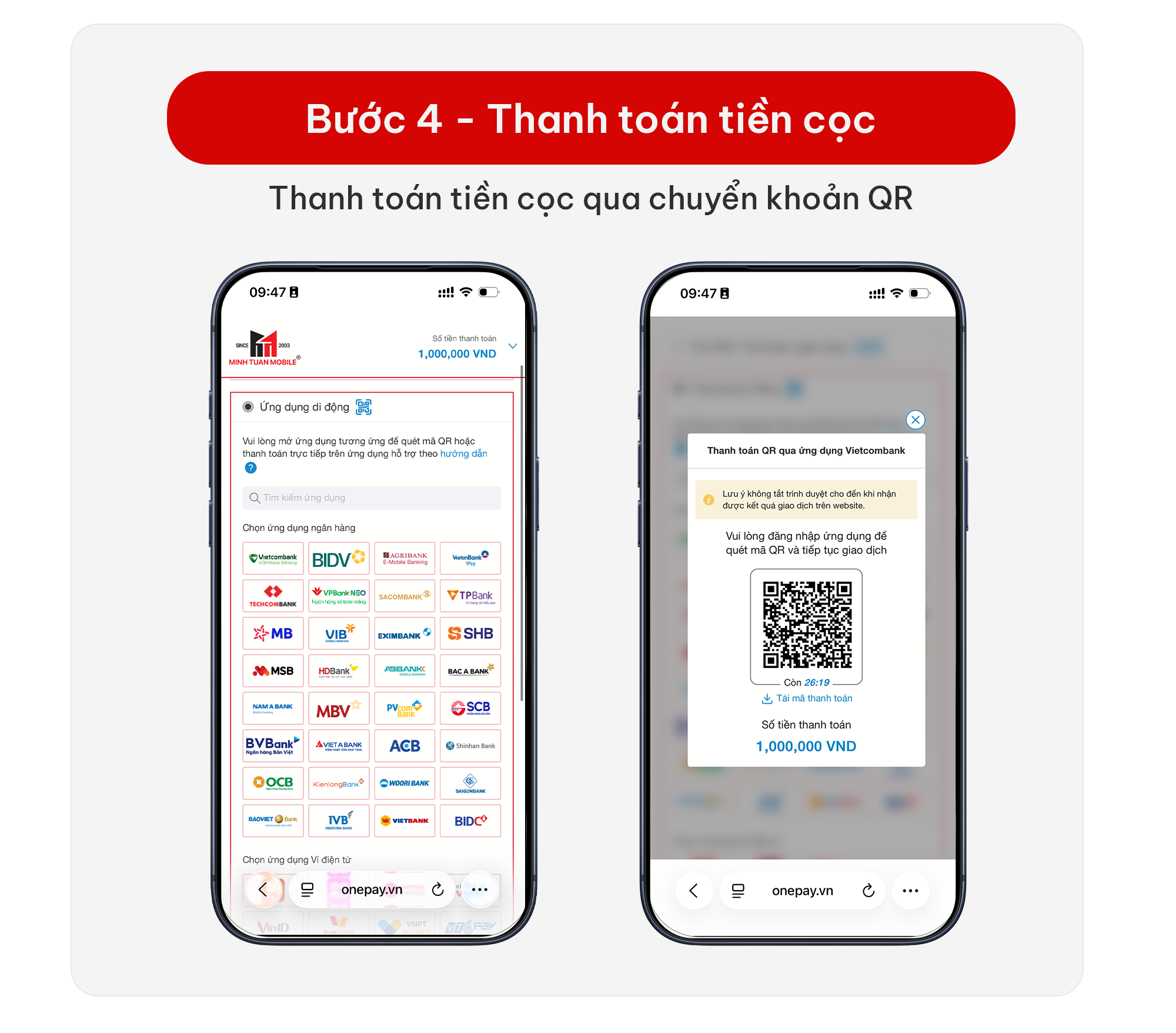 Thanh toán đặt cọc thành công