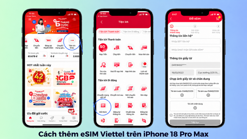 Cách thêm eSIM Viettel trên iPhone 18 Pro Max