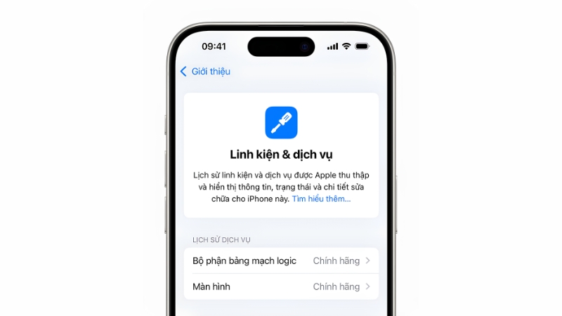 Kiểm tra Lịch sử linh kiện và dịch vụ