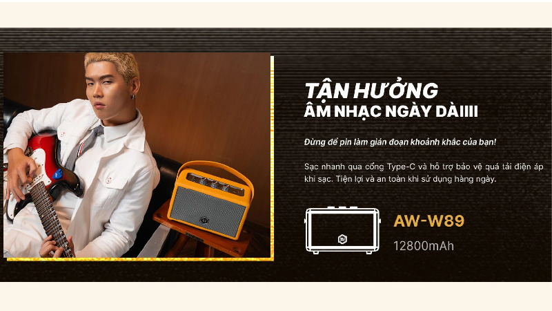 Pin 12.800mAh, phát nhạc đến 28 giờ